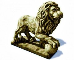 Фигура садовая бетонная «Лев с шаром (правый)»
