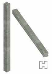 Столб еврозабора бетонный гладкий (h=2.2 м) на три плиты